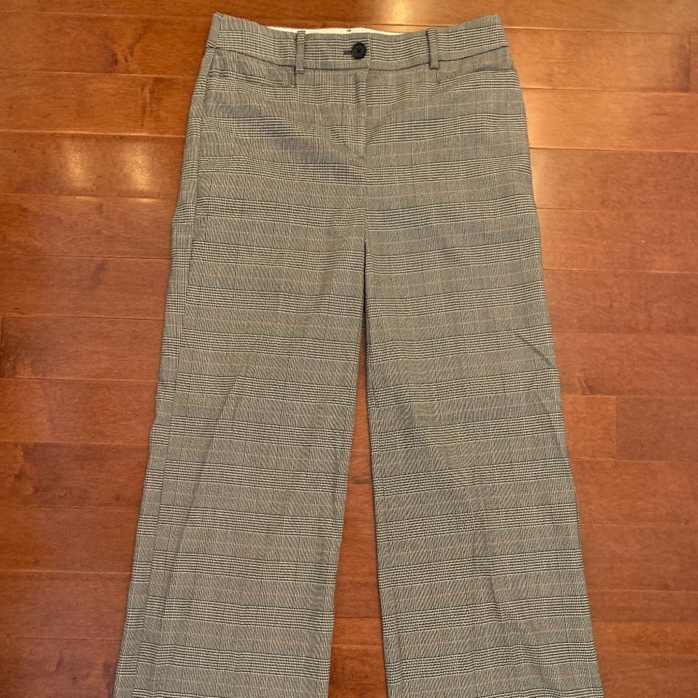 LOFT High Waist Wide Leg Plaid Trousers/Work Pants